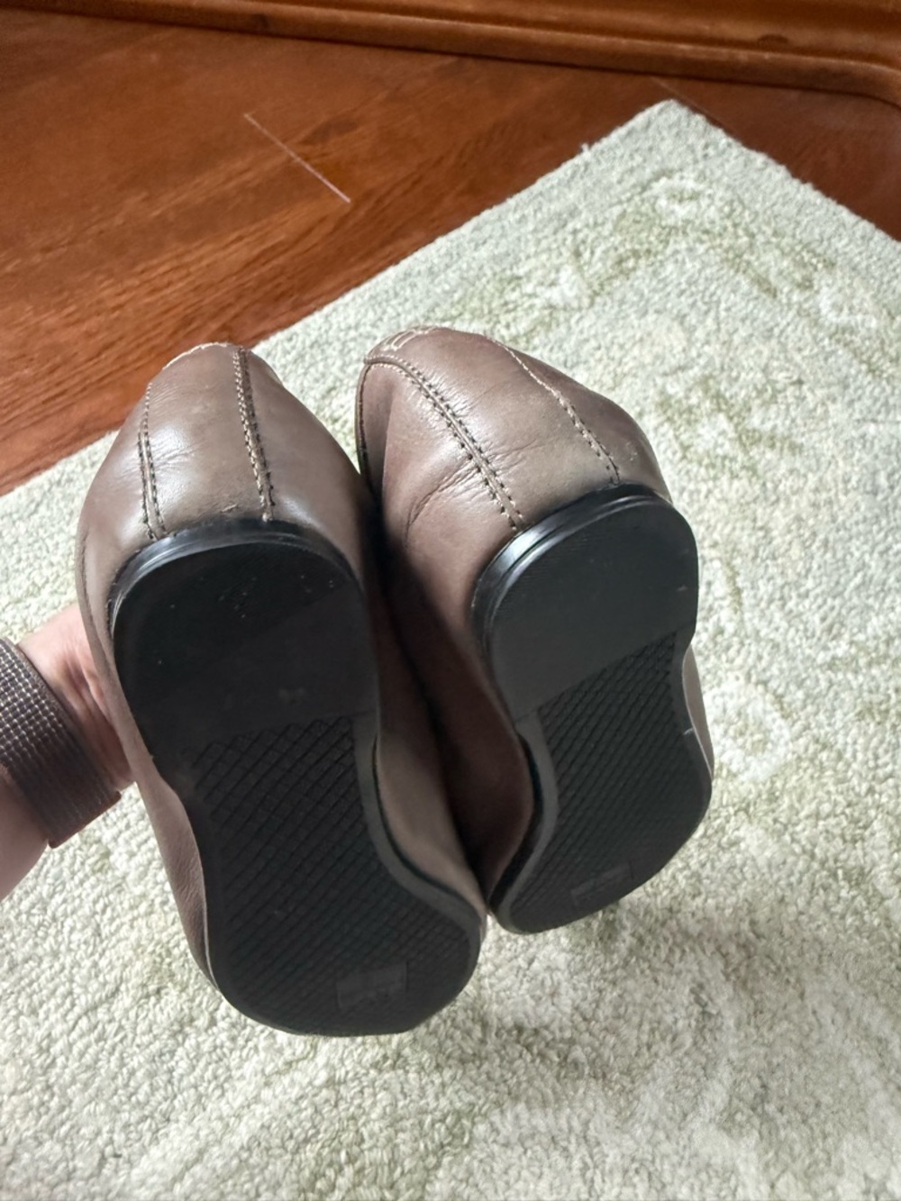 Frye Alicia Taupe Pointed-Toe Leather Flats - Picture 7 of 8